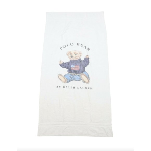 Vintage 90s Ralph Lauren Polo Bear USA Spell Out Terry Cloth Beach